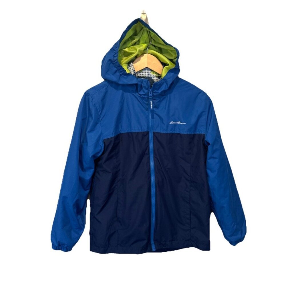 Eddie Bauer 3 in 1 Jacket Hooded Boys Sz Large (14/16) Blue Fleece Lined Winter